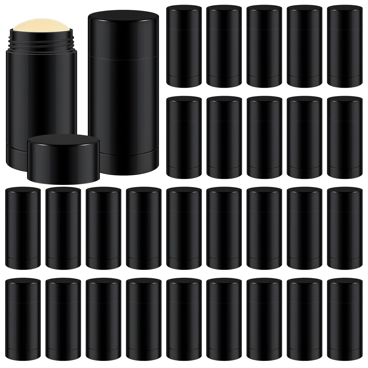 30 Pcs Empty Deodorant Containers Twist up Filling Stick Plastic Deodorant Container Refillable Bottles Bottomfill Round Lip Balm Tubes for Homemade DIY Lipstick Crayon(30 ml,Black)