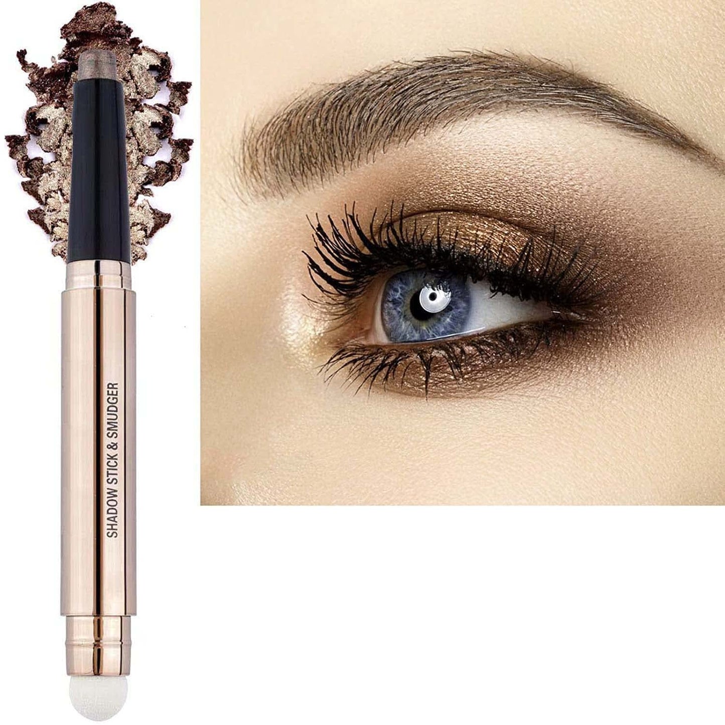 Dark Brown Eyeshadow Stick Makeup, Highlighter Matte Cream Eye Shadow Pencil, Waterproof Hypoallergenic Long Lasting Crayon, Glitter Primer Palette Shimmer Eyeliner Pen