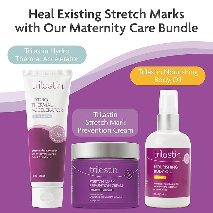 TriLASTIN Belly Oil (3.4oz), Stretch Mark Oil, Belly Oil for Pregnant Women, Serum for Scars and Stretchmarks, Body Oil, Paraben-Free and Hypoallergenic