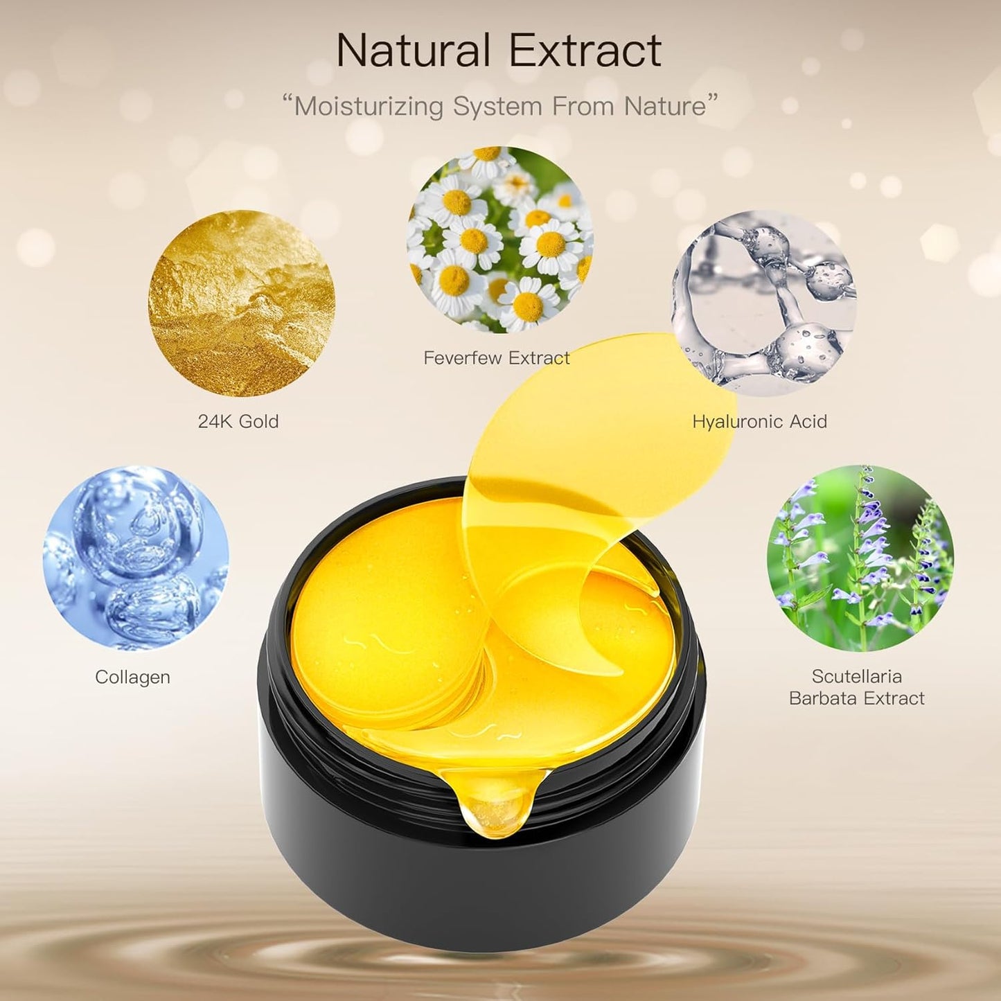 Under Eye Patches (24K Gold, 60PCS) - Under Eye Mask for Puffy Eyes, Fine lines, Dark Circles and Puffiness, Collagen Skin Care Products