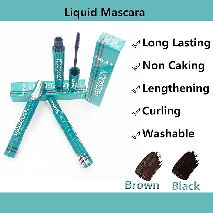mascara Extensions brown Mascara Thick and slender Waterproof Sweatproof Washable Mascara Makeup Volumizing Lengthening Defining Curling Multiplying No Clumping MASCARA Brown