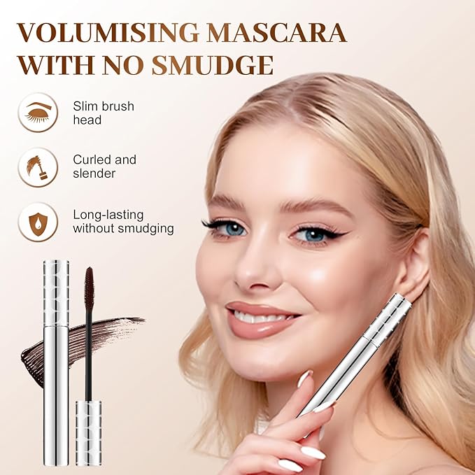 Mascara for Older Women 60 Plus, 2026 New Mascara Volume and Length for Mature Women with Thinning Lashes, Non Clumping Waterproof Long Wear (Brown)