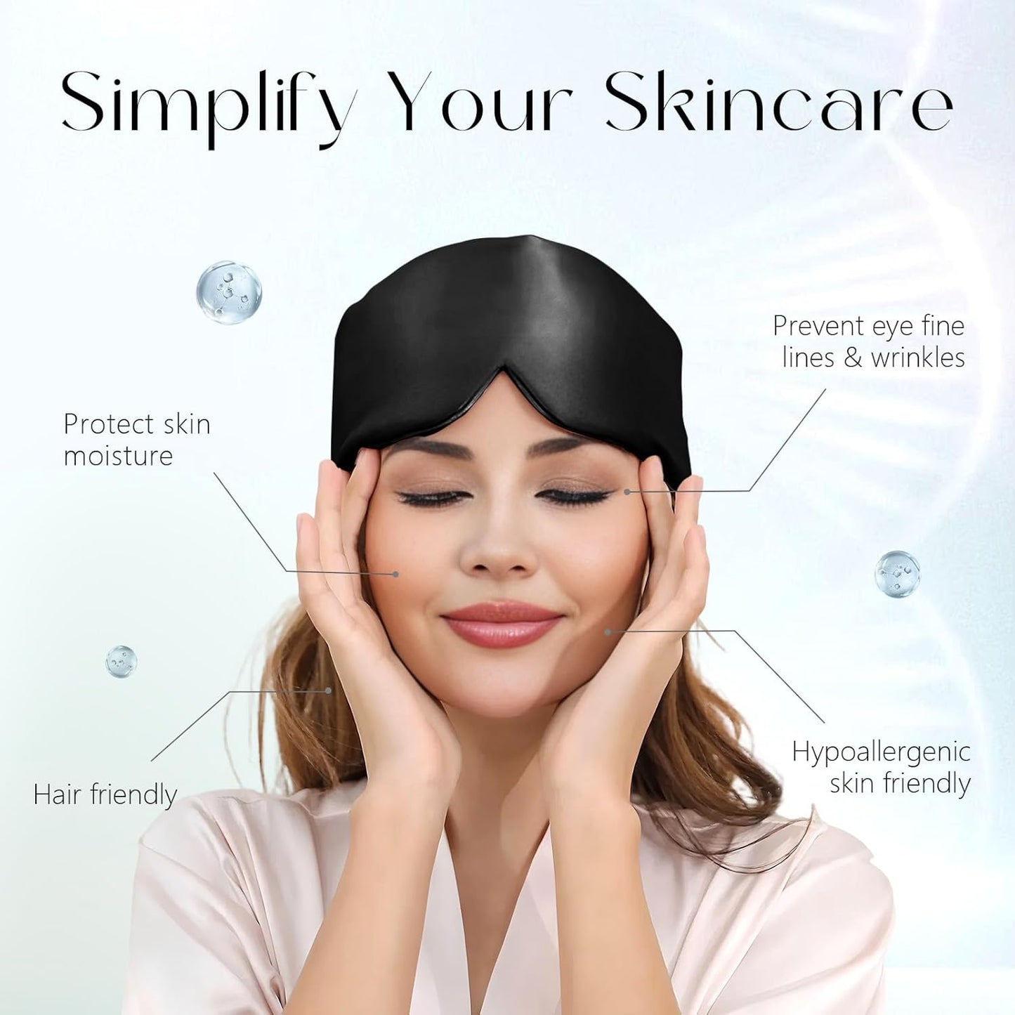 ZIMASILK 100% 22 Momme Mulberry Silk Sleep Mask - Full Silk Filled, Ultra-Soft & Breathable, Face-Hugging Blackout Eye Cover for Sleeping (Black)