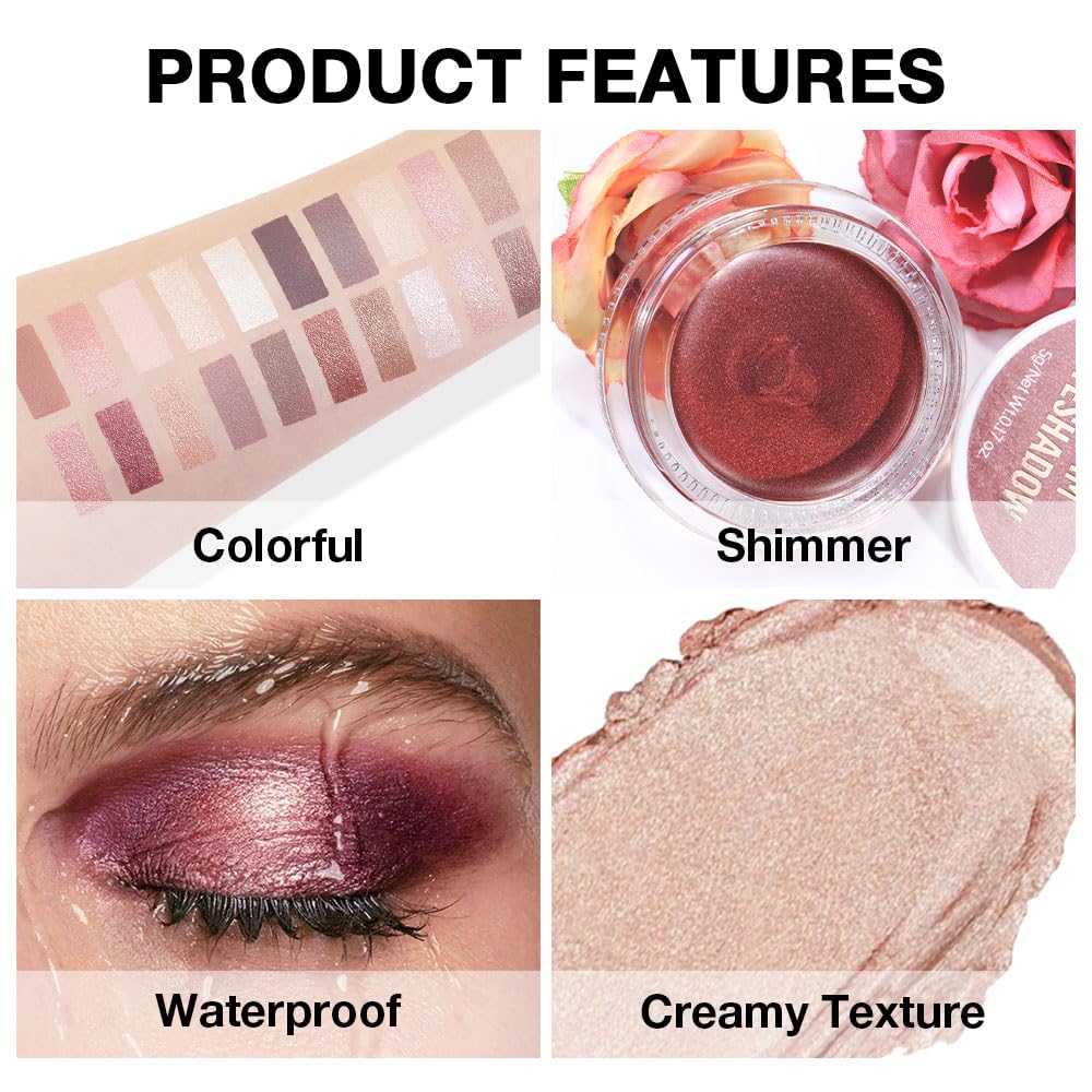 Cream Glitter Sand Shimmer Metallic Eyeshadow Palette Makeup, Natural Single Mini Instant Holographic Eyeshadow For Women, Sombras Crema Para Ojos, Talc, Paraben & Cruelty Free, 25