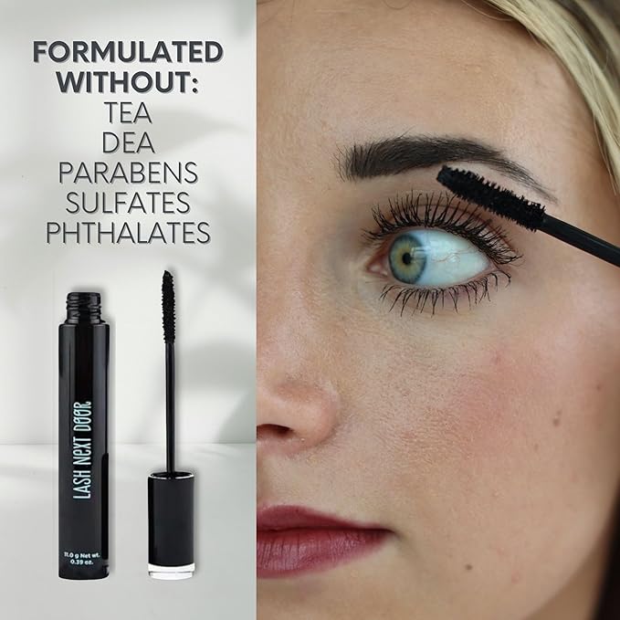 Lash Next Door Water Resistant Mascara Black Volume and Length - No Clump Volumizing Mascara for Thickening and Lengthening - Smudge Proof Lashes by Brooklyn and Bailey (3 Pack)