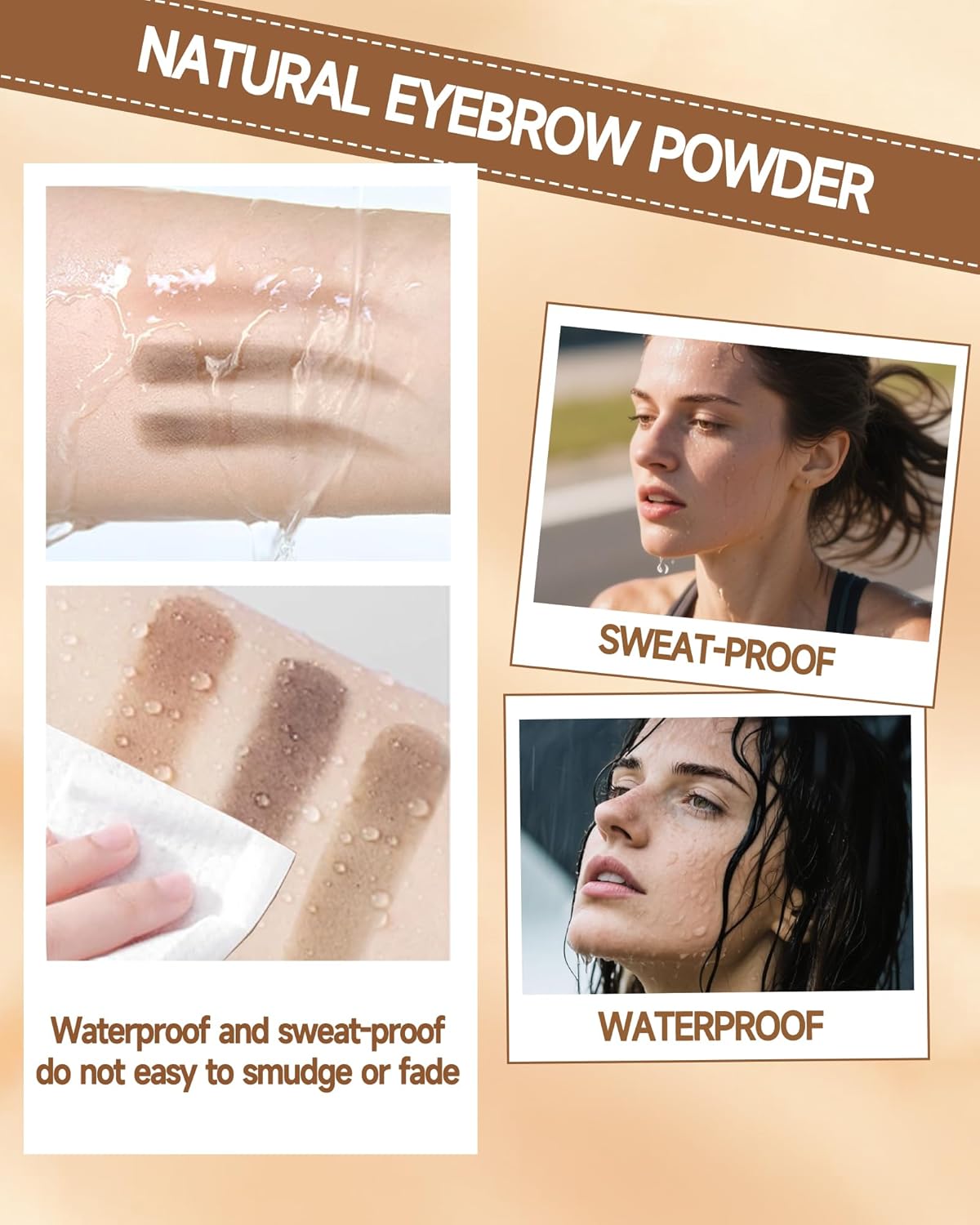 Eyebrow Powder Makeup Kit, 3 in 1 Eyebrow Kit, Brow Powder Palette Waterproof Long-Lasting, Grey Brown Beige Brow Filler, Fill & Sculpt Full Eyebrow Kit for Women, With Mirror, Brush & Razor Set 03