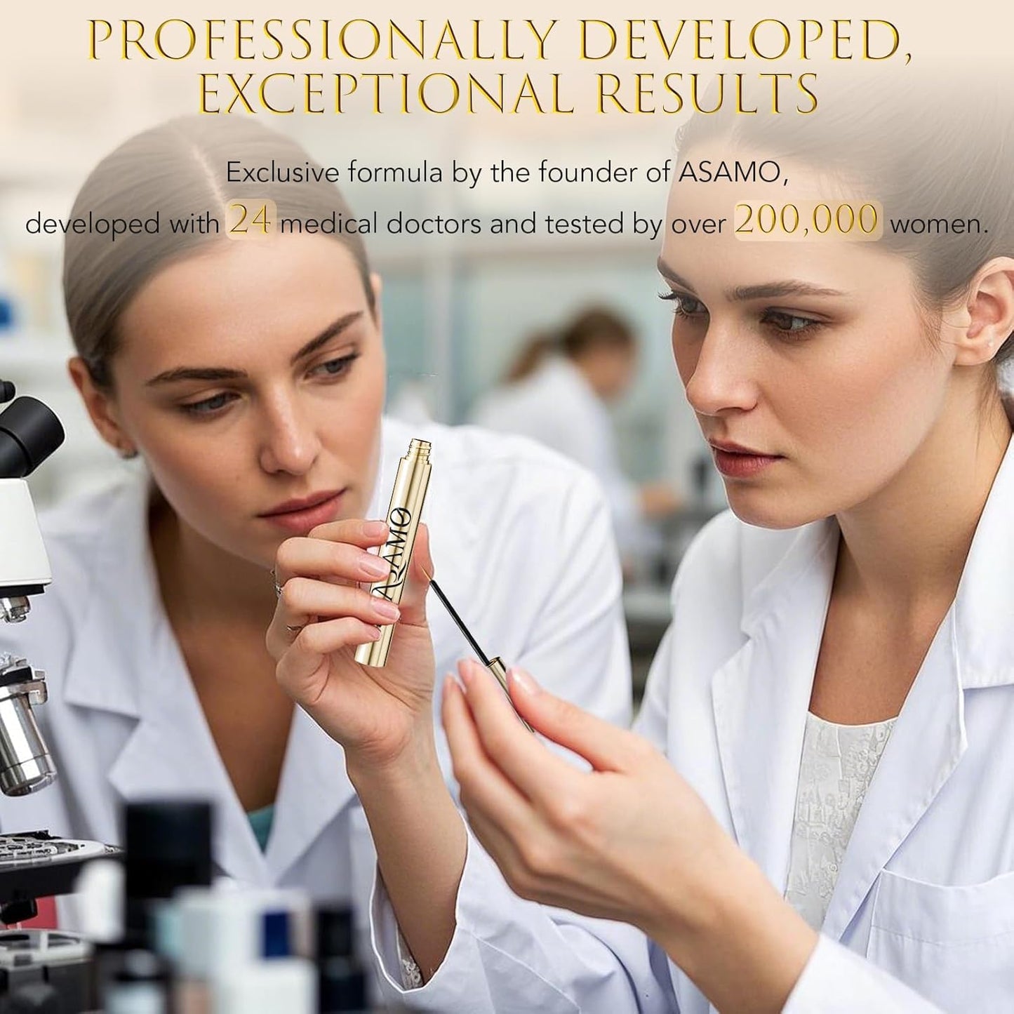 Eyelash Growth Serum – 15 Plant Extracts for Longer, Denser & Robust Lashes,Boosts Natural Lash Development,eyelash serum,Enhance Natural Beauty, Hypoallergenic Oil Free,lash growth serum（PURE GOLD）