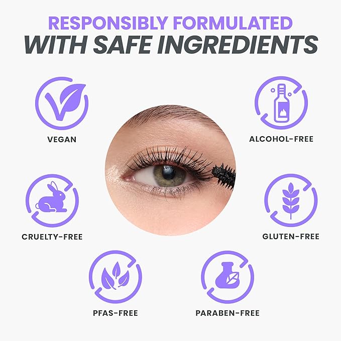 Wonderskin Mascara - Black Mascara for Volume, Length, and Curl - Lengthening, Volumizing & Smudge Proof Lash Makeup