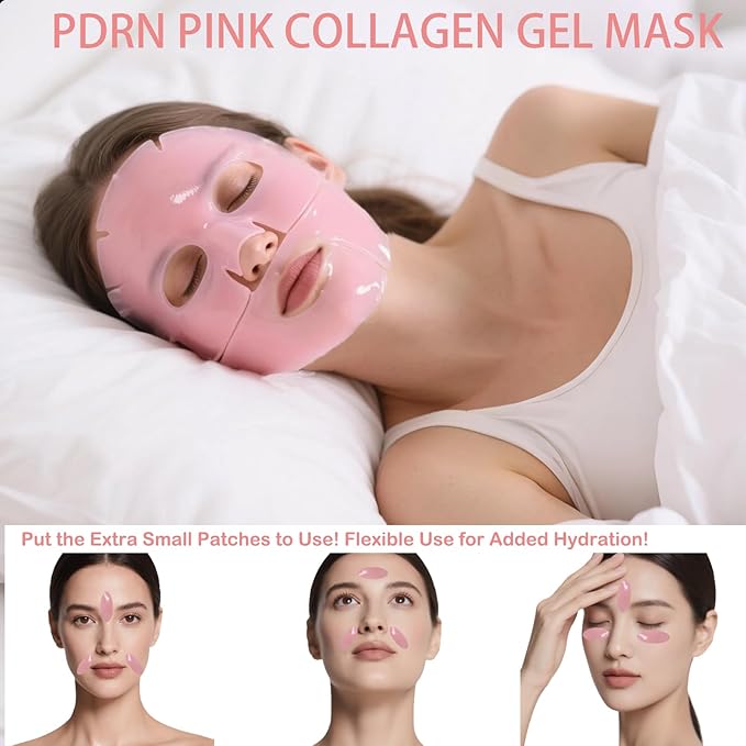 5 Pack Salmon DNA PDRN Pink Collagen Gel Face Mask, Overnight Hydrogel Real Deep Mask Korean Skincare - Enhancing Recovery for All Skin Types and Radiance Boost, elasticity, hydrating, firming