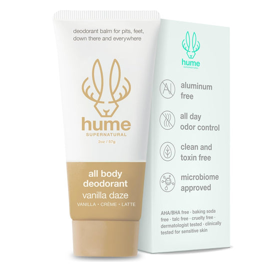Hume Supernatural Invisible Whole Body Deodorant Balm - Full Body Protection - Aluminum Free, No Baking Soda - Anti-Chafing Odor Control - Clinically Tested on Sensitive Skin (Vanilla Daze, 1-Pack)