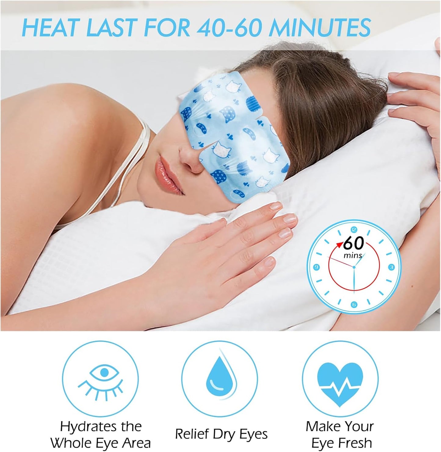 Jekeno Steam Eye Mask, 20 Packs Eye Masks for Dry Eyes Dark Circles and Puffiness, 40-60 Minutes Self Heated Steam Warm Eye Mask, Christmas Spa Gifts for Women
