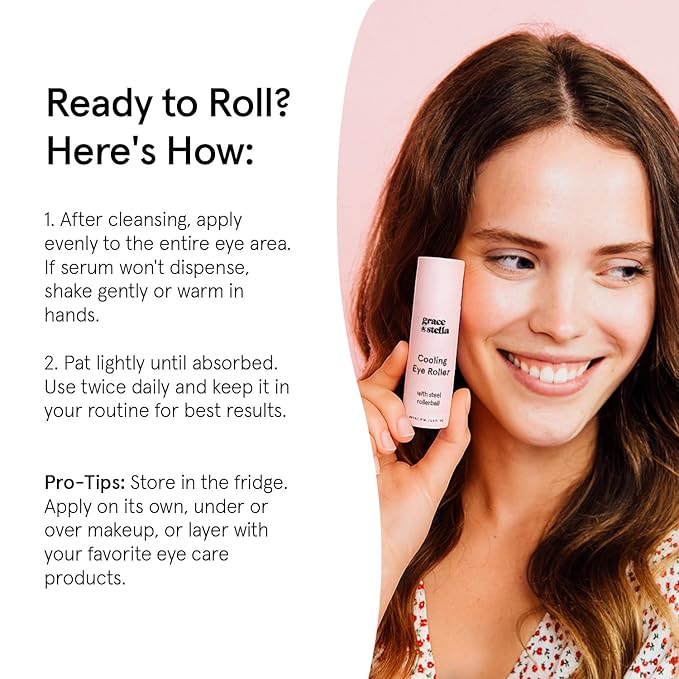 grace & stella Under Eye Brightener with Cooling Metal Rollerball - Ceramide & Caffeine Eye Cream for Puffy Eyes - Travel Size Toiletries - Vegan Skincare (15ml / 0.51floz)