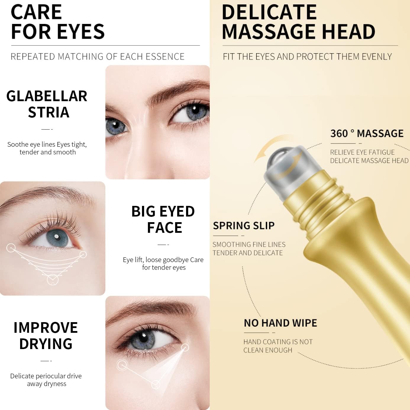 Eye Serum, Under Eye Roller Cream for Dark Circles, Anti-aging Wrinkles And Firming, 360° Massage Ball Ice Roller For Fine Lines, Bags, Puffy Eyes, Eye Skin Care For Women Men