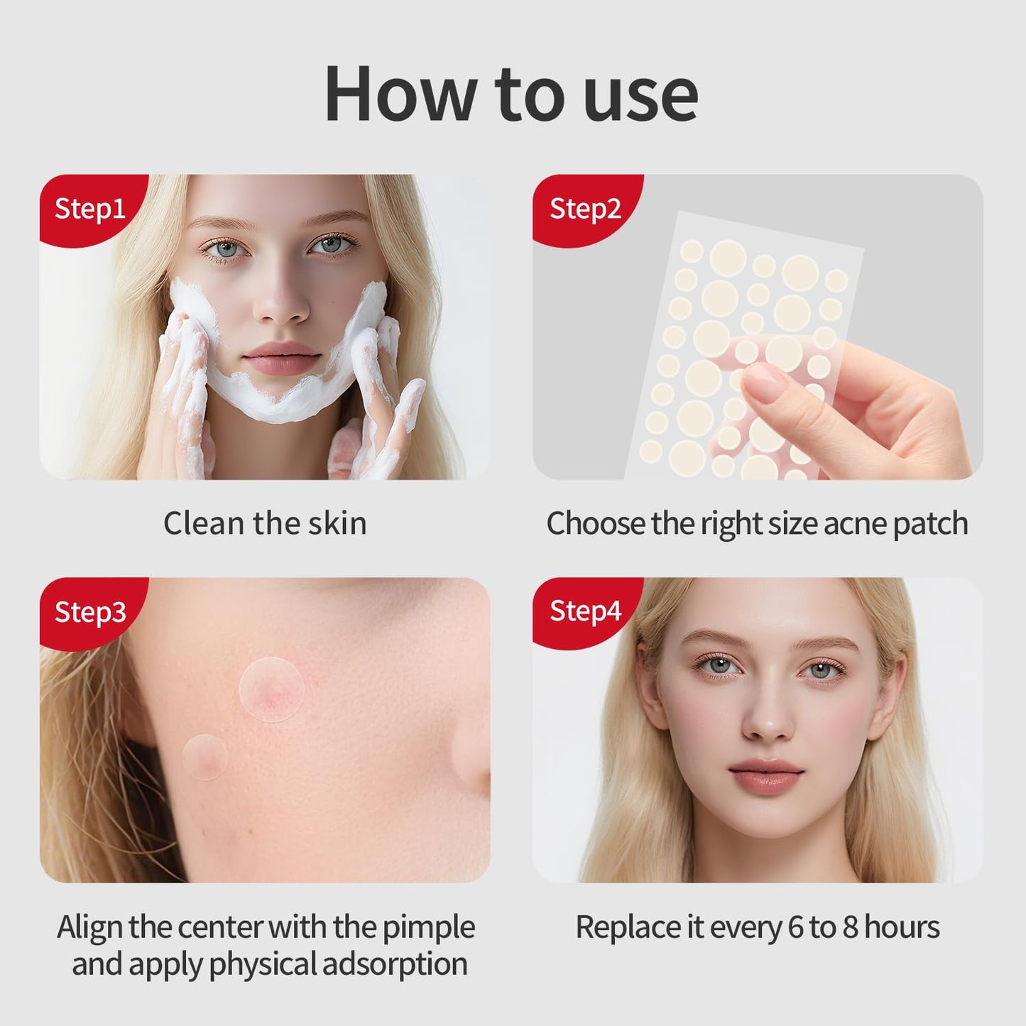 Large Pimple Patches For Face, Invisible Hydrocolloid Acne Patches, Salicylic Acid & Tea Tree, 2 Sizes 180 Counts Spot Stickers for Covering Zits and Blemishes