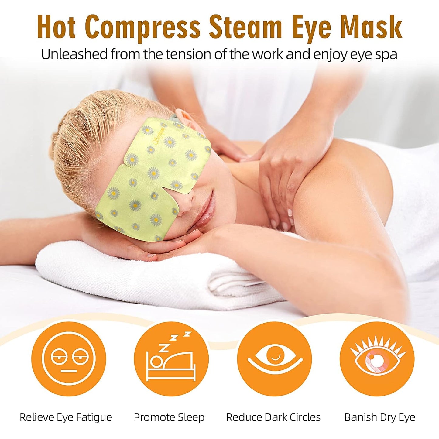 Serfeymi 16 Packs Steam Eye Mask for Sleeping, Self Heating Warm Eye Mask Skincare Disposable Eye SPA Heated Eye Mask for Dry Eyes Dark Circles Tired Eyes, Gifts for Mother's Day(Chamomile)