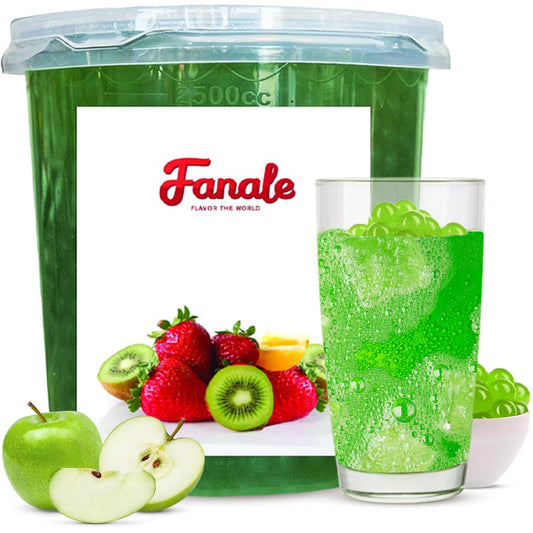 Fanale Green Apple Popping Boba Pearls, Vegan, Non GMO, Gluten Free, Fat Free, Perfect for Bubble Tea, Smoothies, Ice Cream, Desserts, and Beverages.