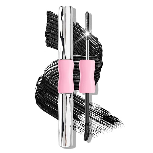 KYDA 2-in-1 Double Ended Metal Mascara, Volumizing Lengthening Clump-Free Black Mascara, Waterproof Formula for Dramatic Lashes, Curling, Washable Eyelash Makeup, 1pcs