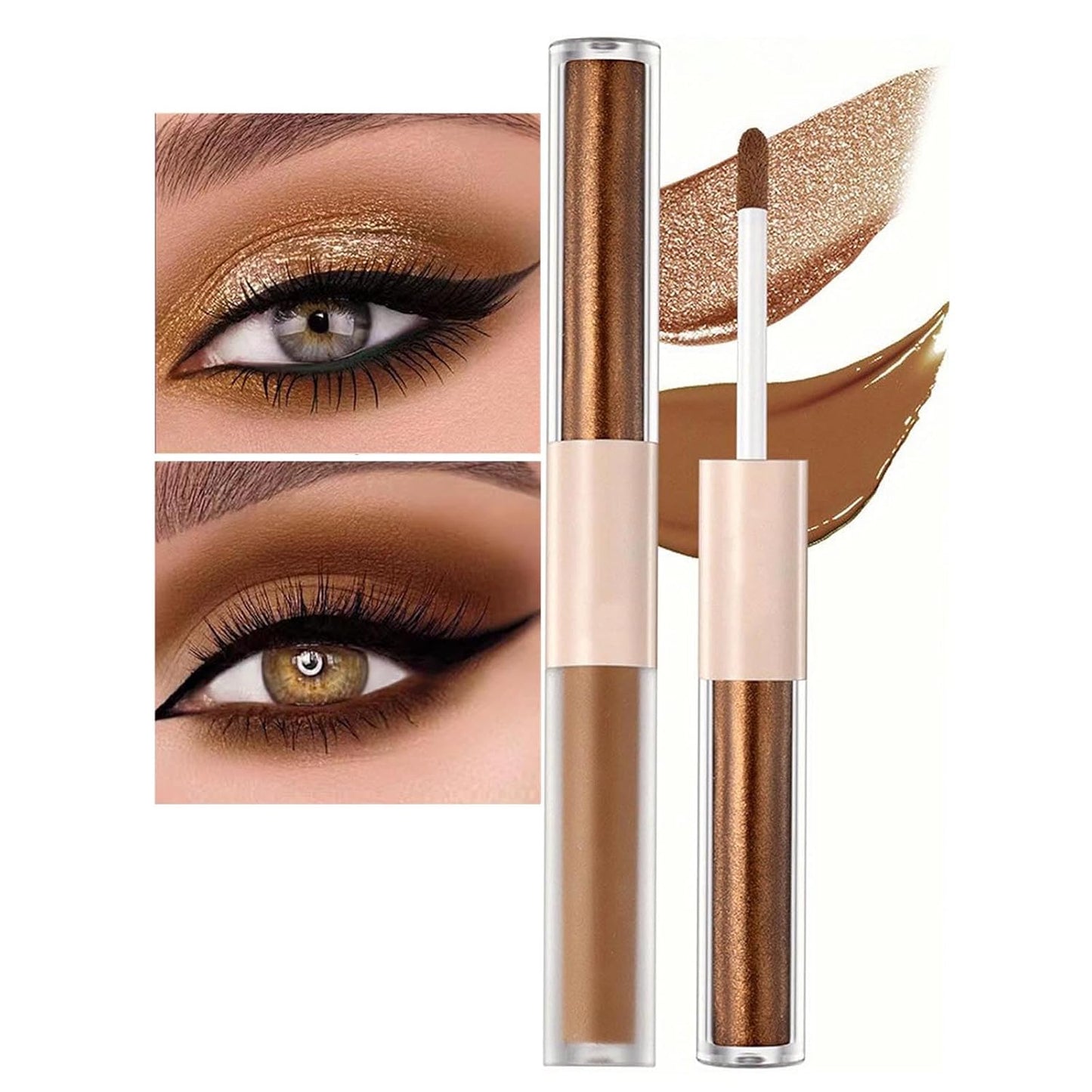 Metallic Brown Liquid Eyeshadow Matte Glitte Eyeshadow Sticks For Eyes Pencil Primer Base Quick Drying Waterproof Long Lasting Highlight Stick Shadow Pen Eye Makeup(#6)