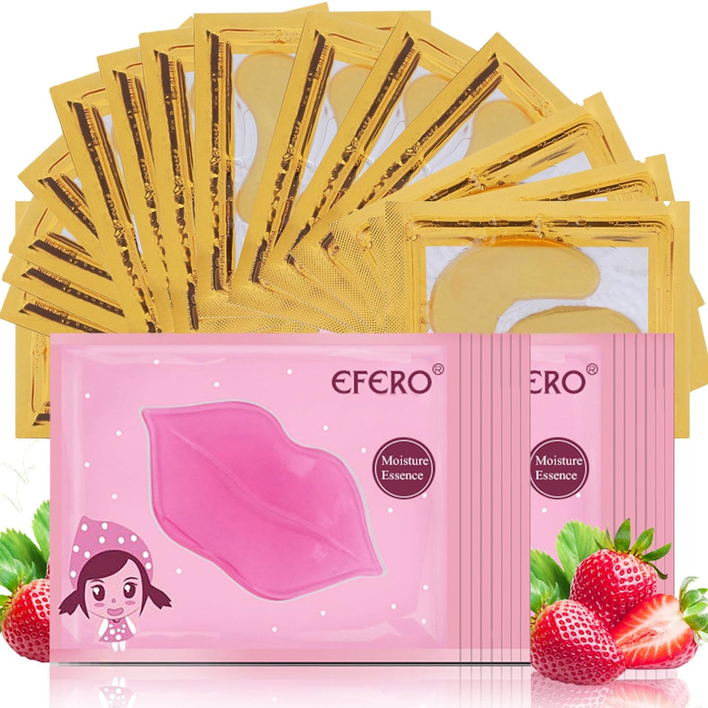 Eakroo 30 Pairs Lip Masks & Eye Mask, Under Eye Masks and Power Crystal Gel Lip Masks, Under Eye Patches for Puffy Eyes, Dark Circles, Eye Bags, Wrinkles, Revitalises & Refreshes Your Skin