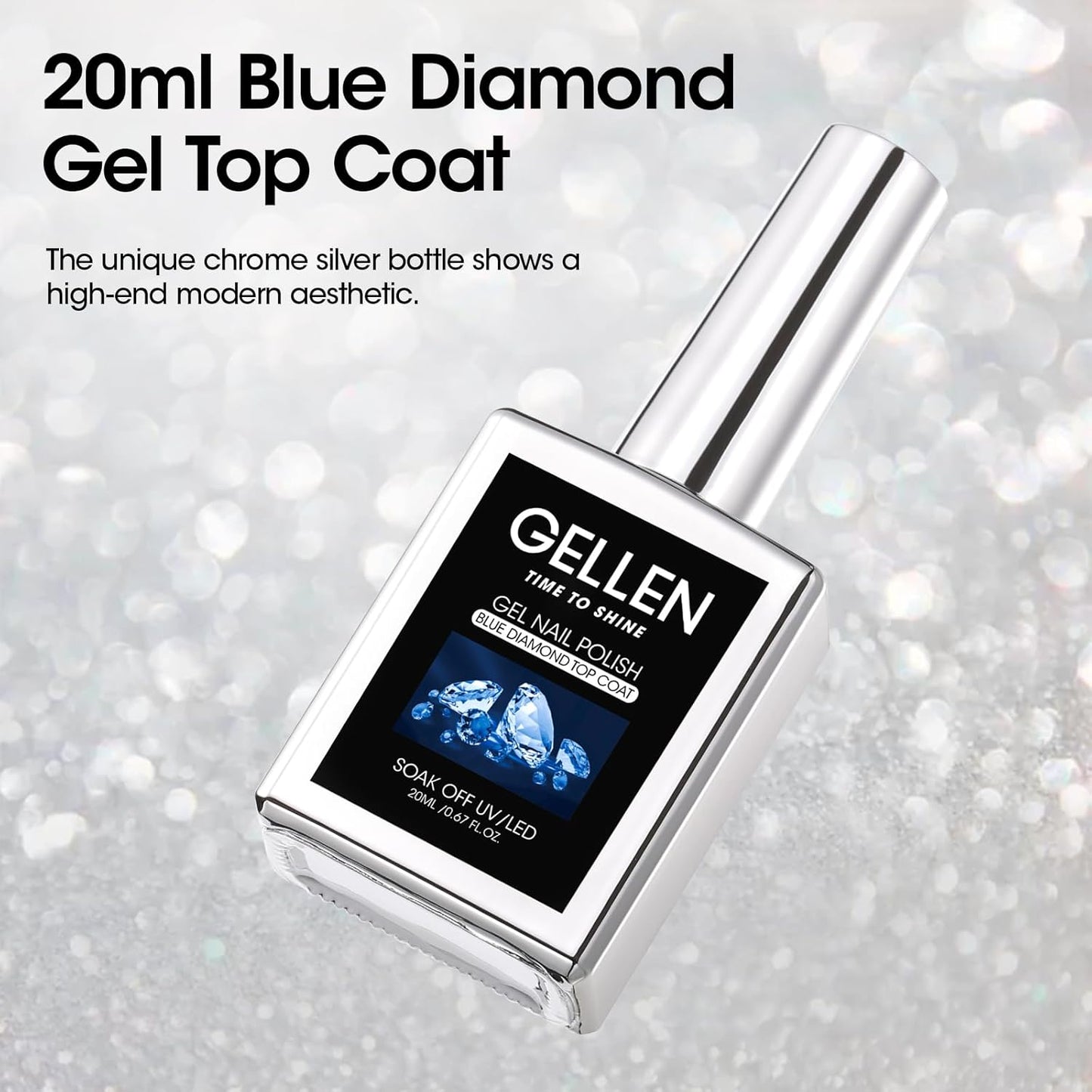GELLEN 20ml Gel Top Coat, High Gloss Shiny Top Coat Nail Polish, Long Lasting Soak Off UV Light Needed Clear Nail Gel, Home Salon Manicure Gift for DIY Nail Art
