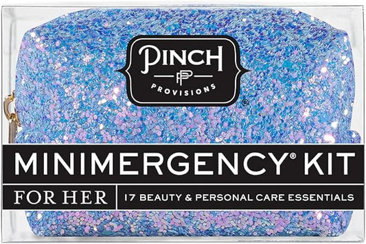 Pinch Provisions Blue Periwinkle Minimergency Kit, includes 17 Travel-Sized Cosmetic Essentials, Convenient for Purses, Emergency Beauty Accessories, Gifts for Holiday’s & Birthday’s