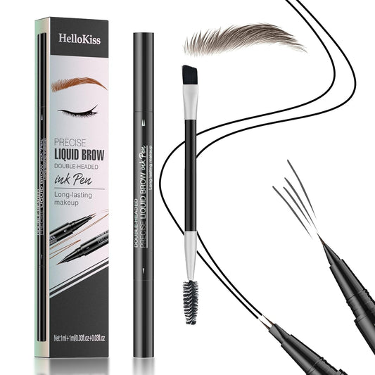 Eyebrow Pen, Microblading Eyebrow Pencil for Natural Hair-Like, Fast & Precise Faux Brow Pen with Double Brush Tip, Waterproof Long-Lasting, Filling Eyebrow Pencils for Women, Brown