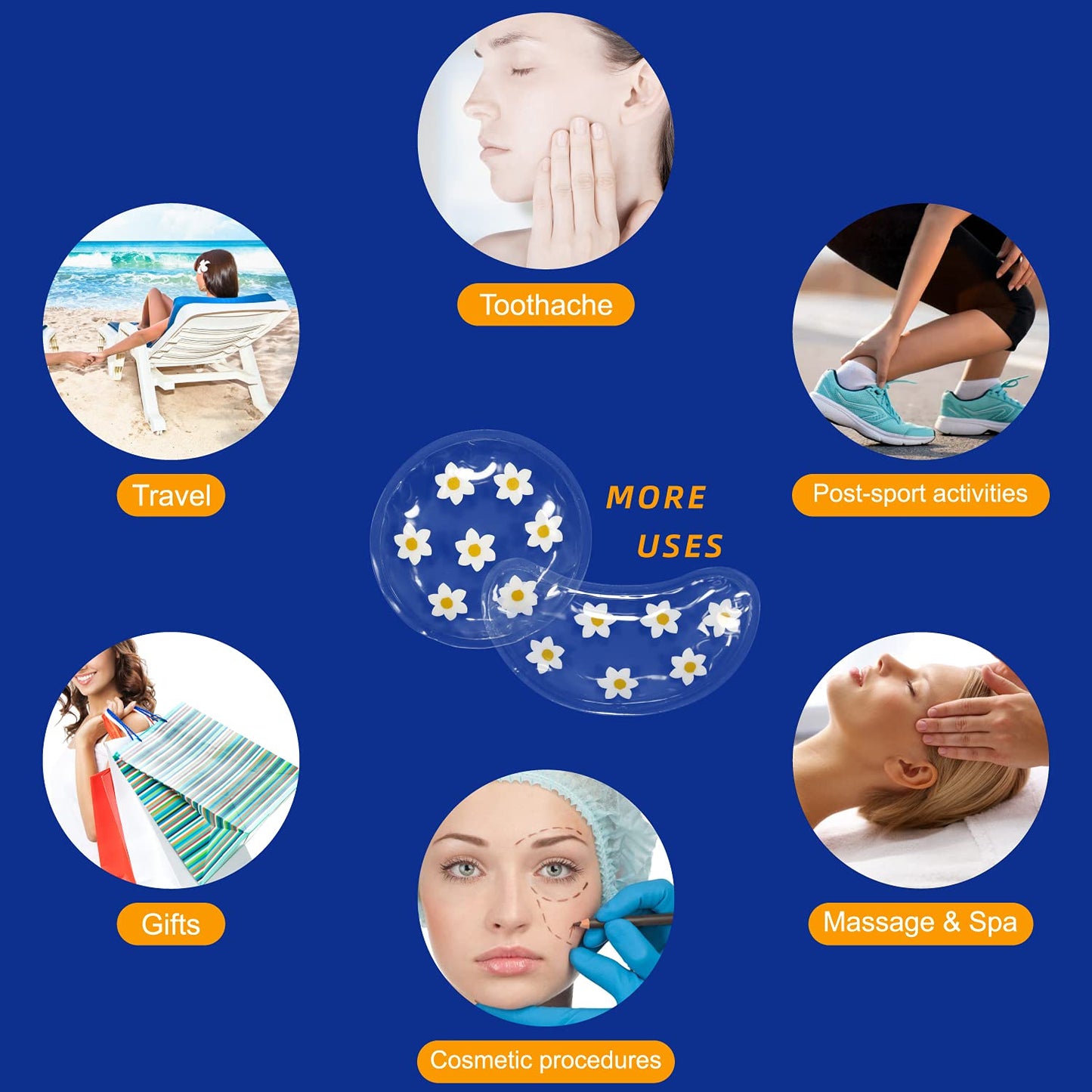 Gel Ice Pack Reusable Cooling Under Eye Pads and Patches, Hot Cold Treatment Pack for Redness,Pain Relief and Eye Relax