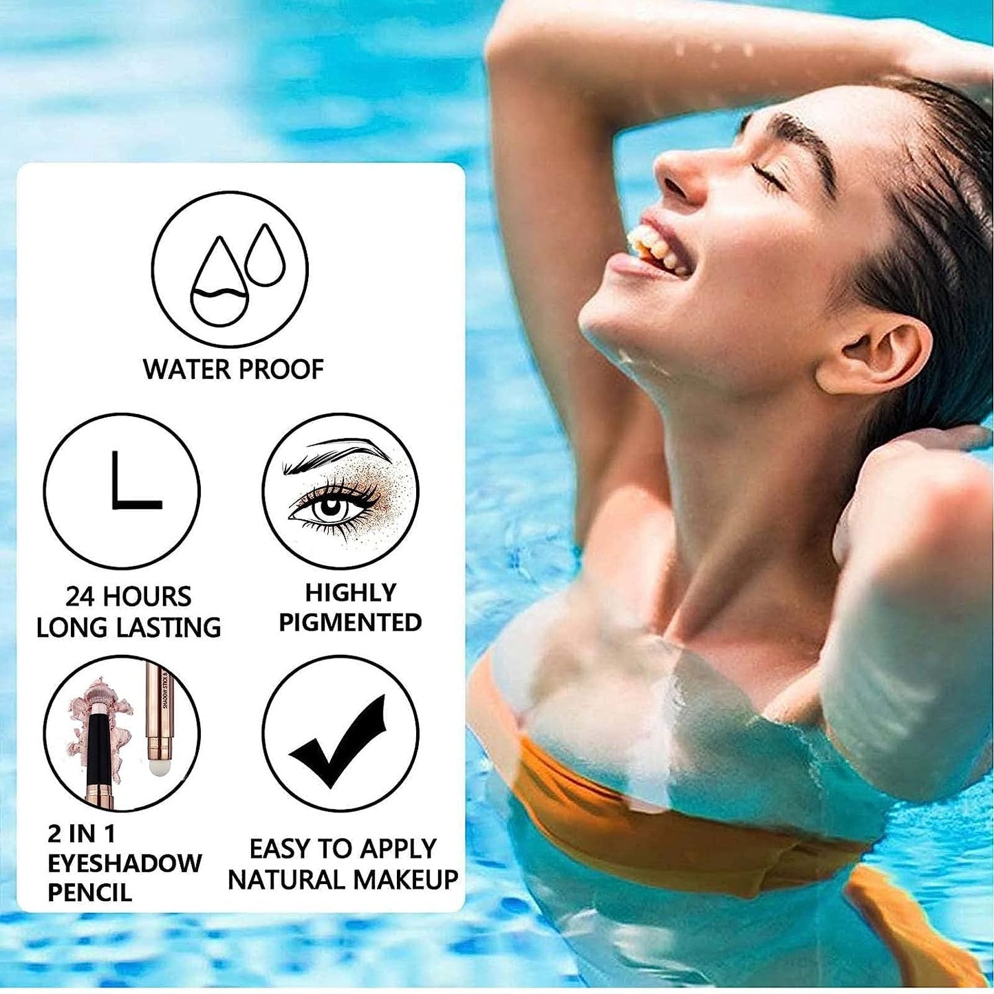 Moon Silver Eyeshadow Stick And Sponge Makeup Brush Cream Shimmer Smooth Shadow Pencil Eyeliner Long Lasting Waterproof Eye Shadow Highlighter Stick Hypoallergenic Multi-Dimensional Eyes Look ( # 10)