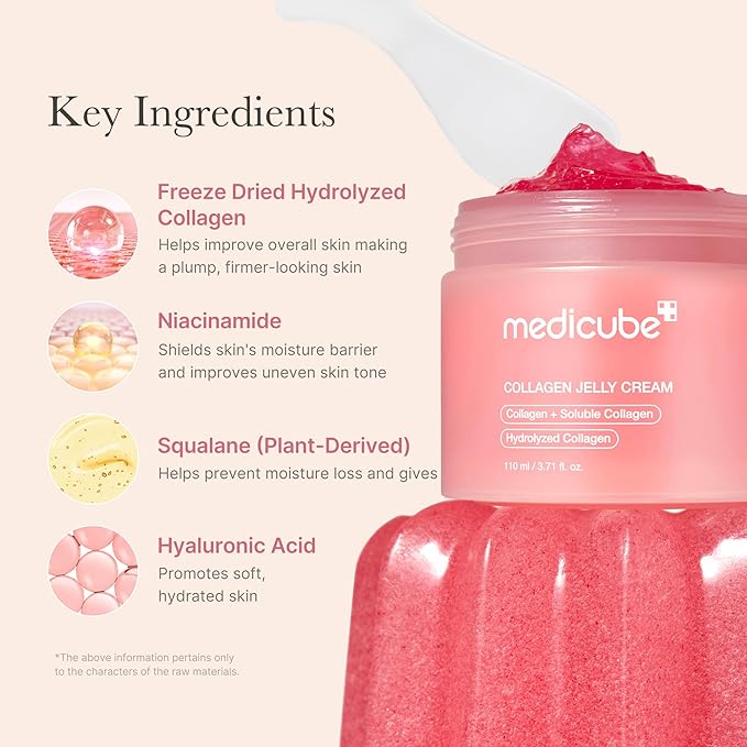 medicube Pink Glass Glow Duo for Uneven skin: Collagen Jelly Cream 110ml and Salmon DNA PDRN pink collagen jelly gel mask (4ea) | Holiday Stocking Stuffers