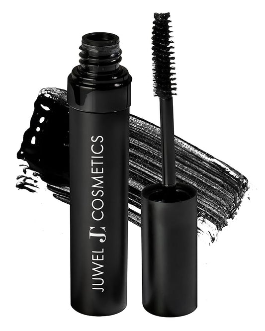 Juwel Cosmetics Onyx Black, Volumizing and Lengthening Mascara, Long-Wear Waterproof Mascara with Carnauba Wax and Beeswax, pH Balanced for Sensitive Eyes, Paraben-free, 10ml