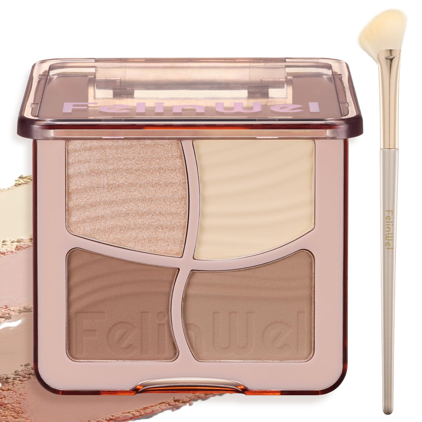 Highlight Contour Makeup Palette Effortless Blending Matte Shimmer Highlighter Palette and Bronzer Powder for Warm Toned Skin with Brush
