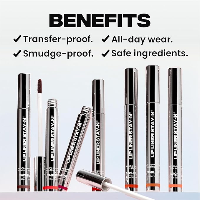 Sacheu Lip Liner STAY-N & Lip Elixir Bundle — Long Lasting Matte Lip Tattoo, Transfer Proof Lipstain Infused with Hyaluronic Acid & Vitamin E, for All Skin Types — RED-Y OR NOT