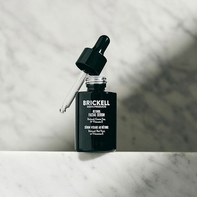 Brickell Men's Retinol Skin Care Serum Treatment For Firming Face Lines & Eye Wrinkles, Deep Hydrating Facial Skincare Serum For Anti-Aging, Fragrance Free, 1 Ounce