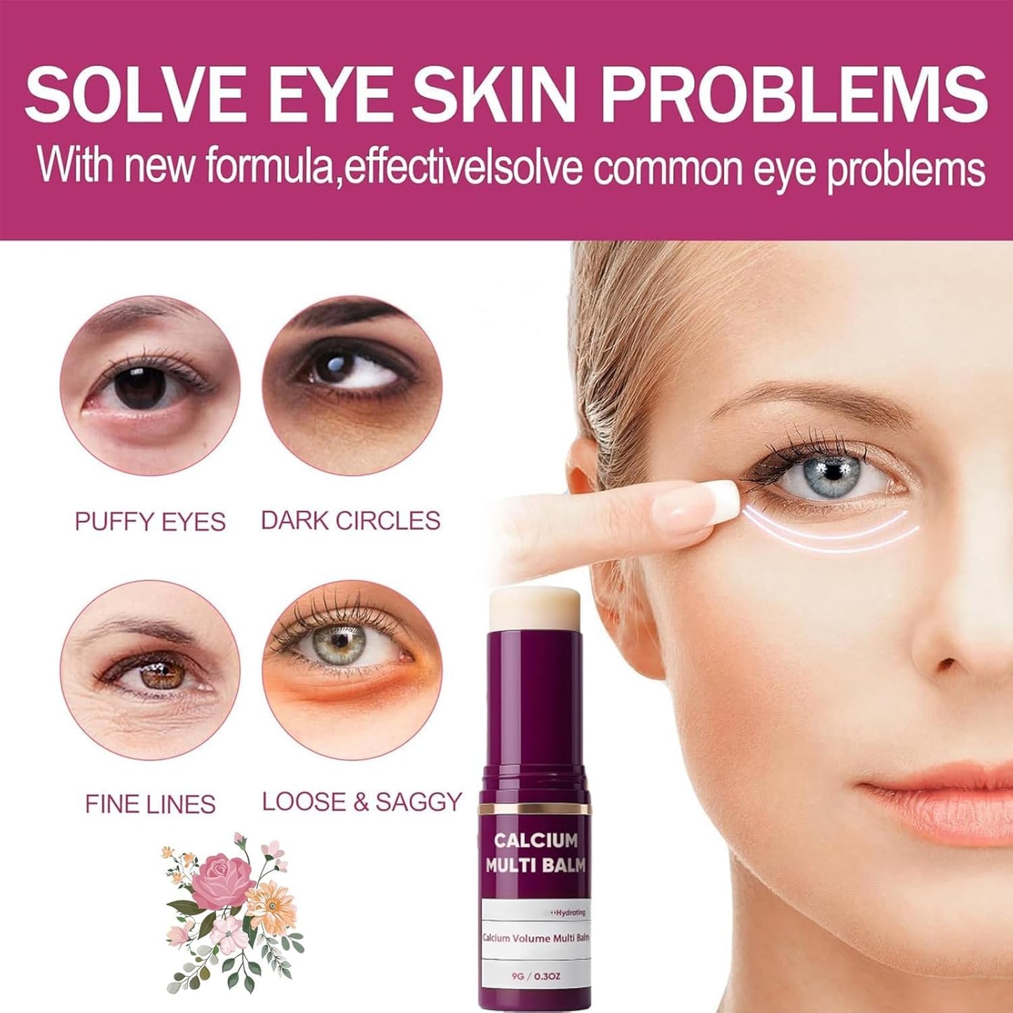 Calcium Multi Balm, Calcium Volume Multi Balm,Collagen Moisturing Stick, Intensive Repair & Moisturizing Cream, Hydrating,Suitable for Eyes, Neck, Face (2 PCS)