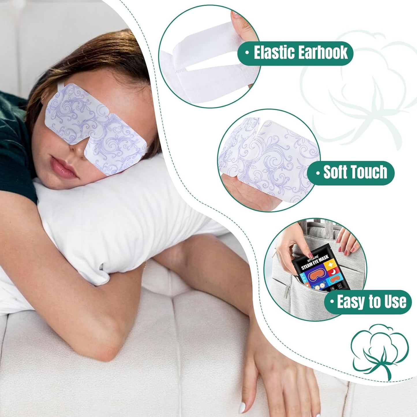 XPCARE 16 Pack Steam Eye Masks for Dry Eyes, Heated Eye Mask Warm Compress for Eyes,Disposable Heated Eye Mask for Dark Circles, Puffy Eyes, Relief Stress Eye Fatigue（Unscented）