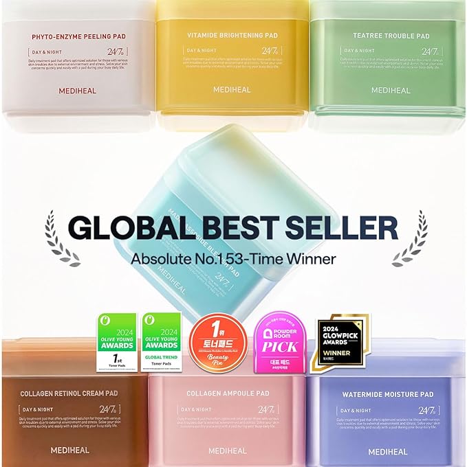 MEDIHEAL Watermide Moisture Pad - Square Cotton Facial Toner Pads with Icelandic Glacial Water - Improve Skin Temperature, Hydrating to Dry, Puffy, Coarse Skin -Vegan Eco Silk Pads,100