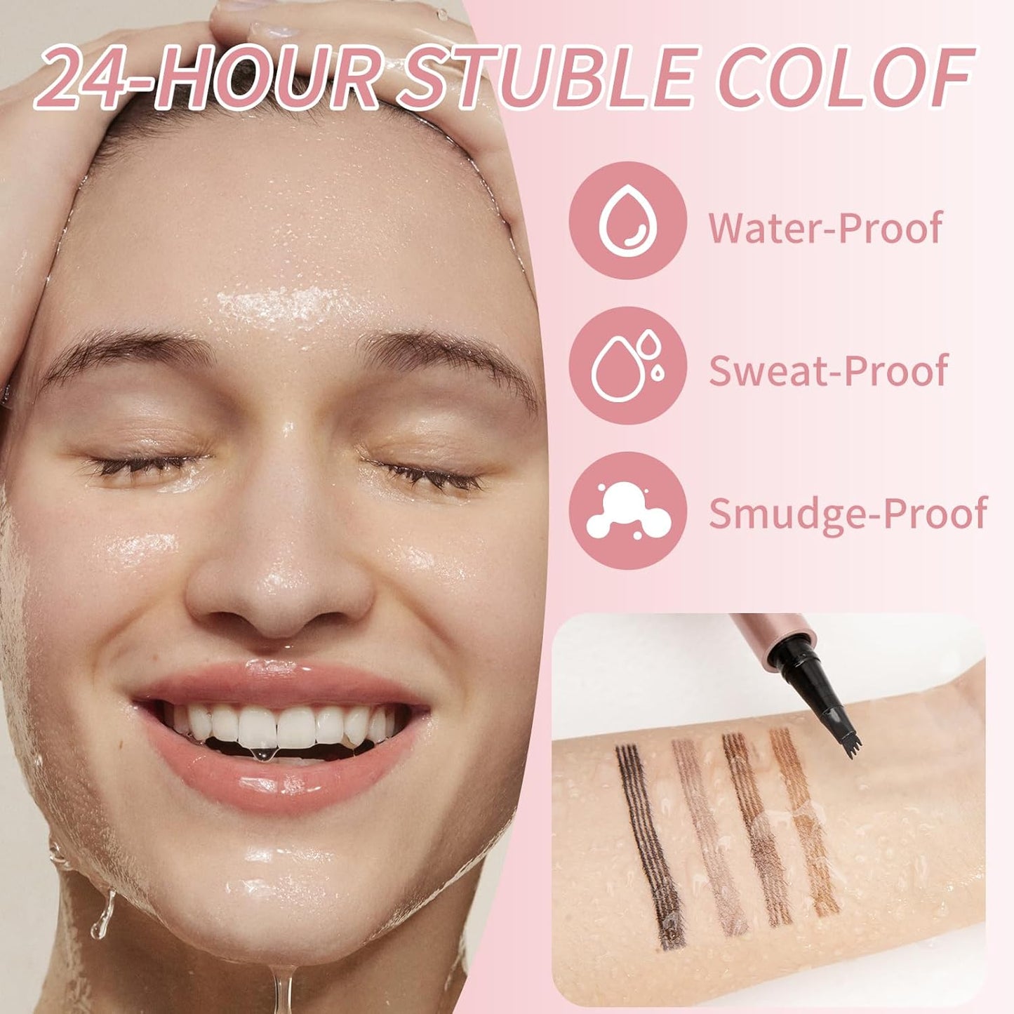 Eyebrow Pencils for Women - Microblading Eyebrow Pencil with Precise 4-Fork-Tip Waterproof Eyebrow Pen Smudge-Proof Eye Brow Pencils Create Natural Hair-Like Brows, Last All-Day, Dark brown