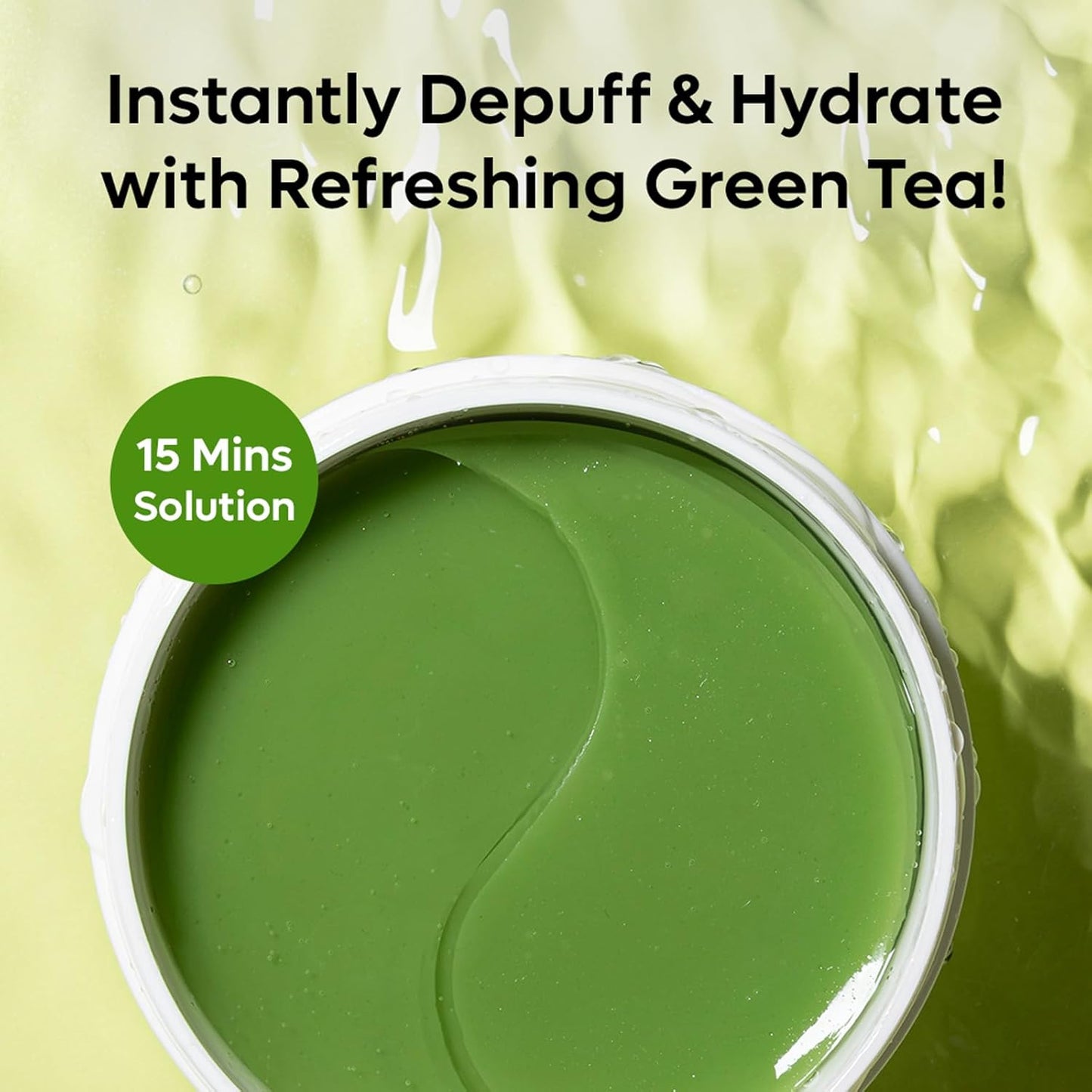 mCaffeine Green Tea Hydrogel Under Eye Patches for Dark Circle, Fine Lines & Wrinkles Reduction | Cooling Under Eye Patch Mask for Instant De-Puffing | 30 Pairs