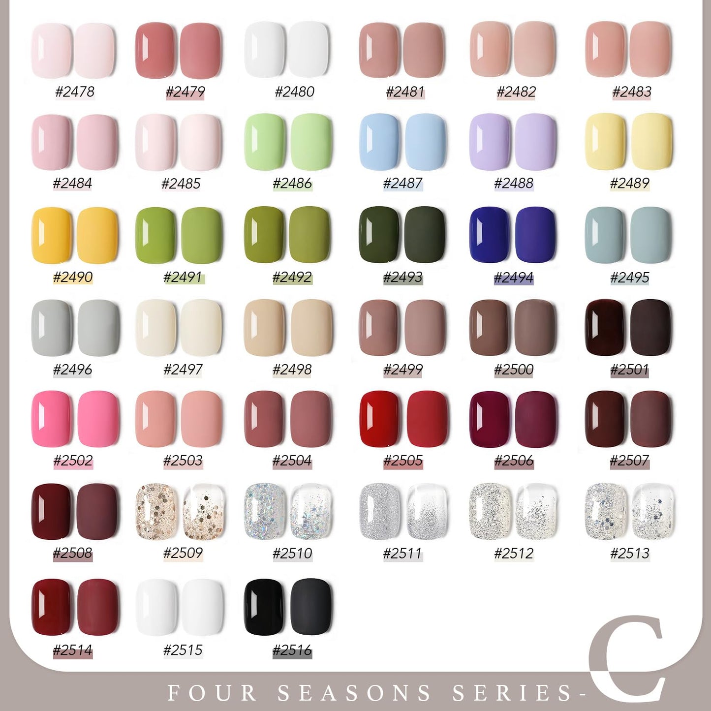 GAOY 42 Pcs Gel Nail Polish Kit, Brown Glitter Burgundy Red Colors All Seasons Gel Nail Polish Set with Glossy & Matte Top Coat and Base Coat for Salon and DIY Manicure at Home