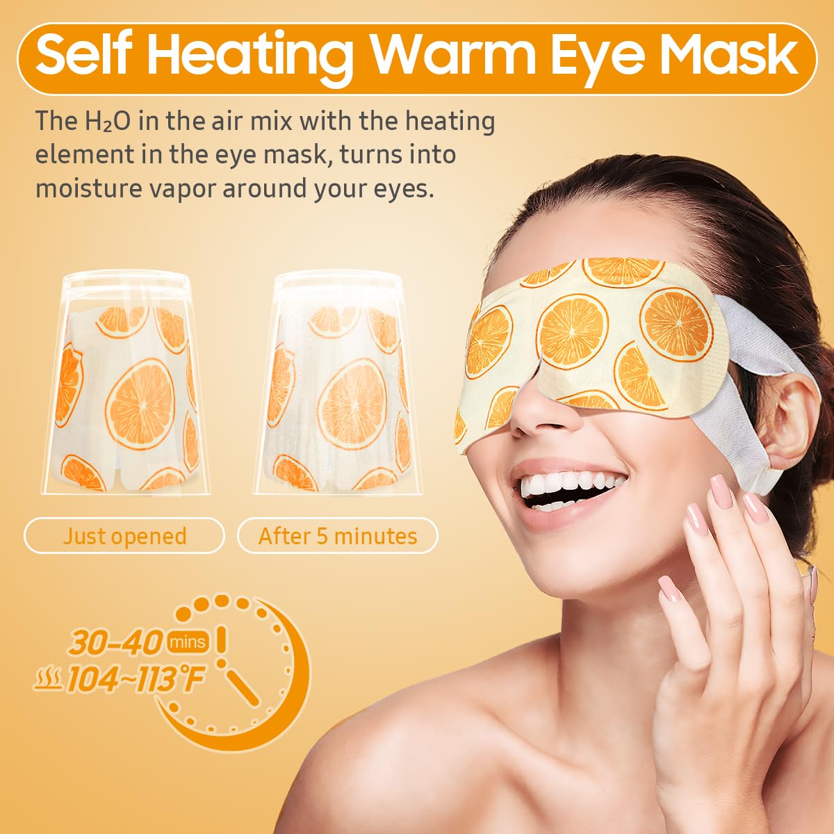 Steam Eye Mask, 20 Packs Heated Eye Mask Warm Compress for Eyes, Disposable Self Heating Eye Mask for Sleep, Spa, Travel Essentials & Relaxation Gifts for Women, Men (Sweet Orange)