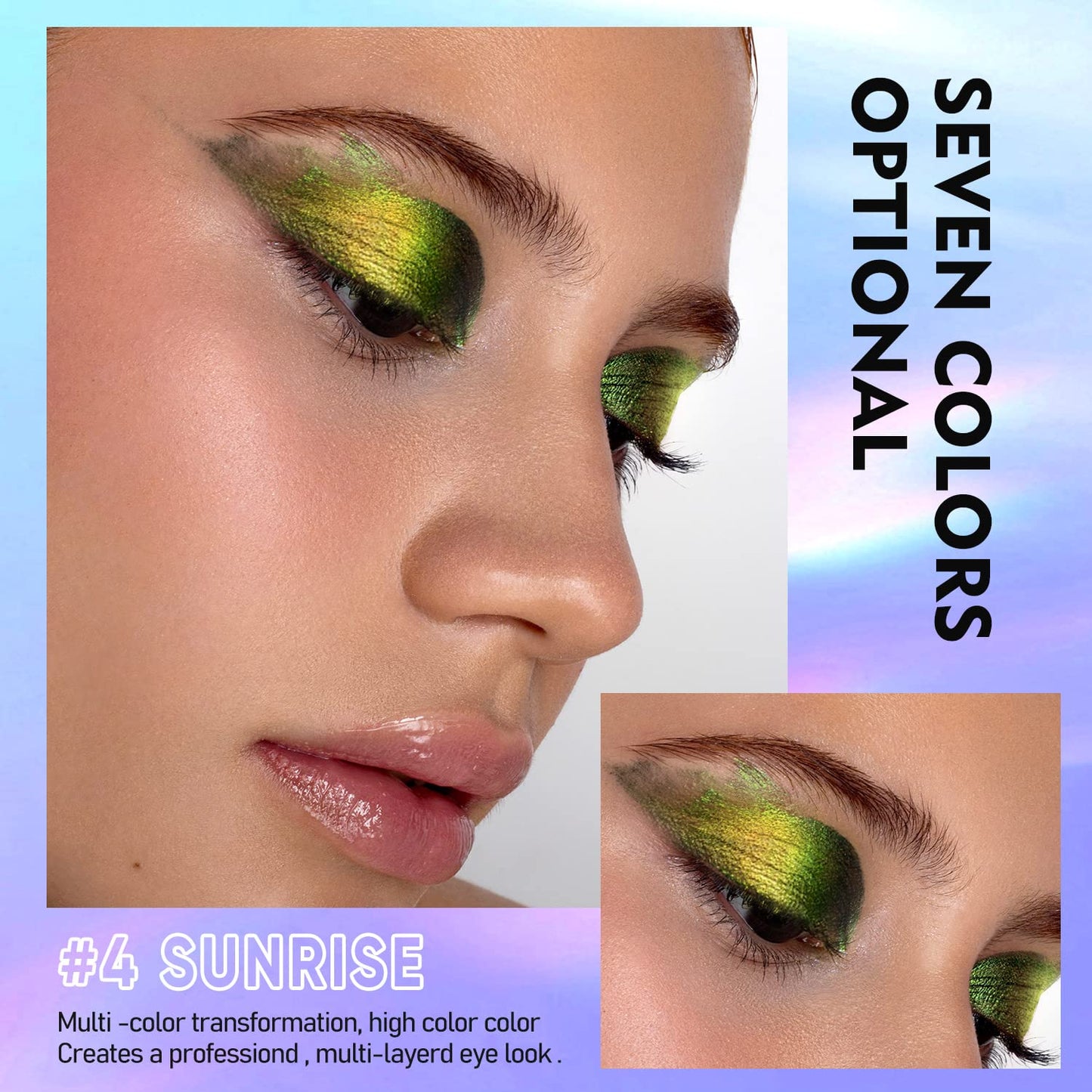 MAKI YIKA Liquid Eyeshadow Chameleon Metallic Eyeshadow Color Shifting Highly Pigmented Long Lasting With No Creasing Multichrome Eye Topper Glitters (#4 Sunrise)