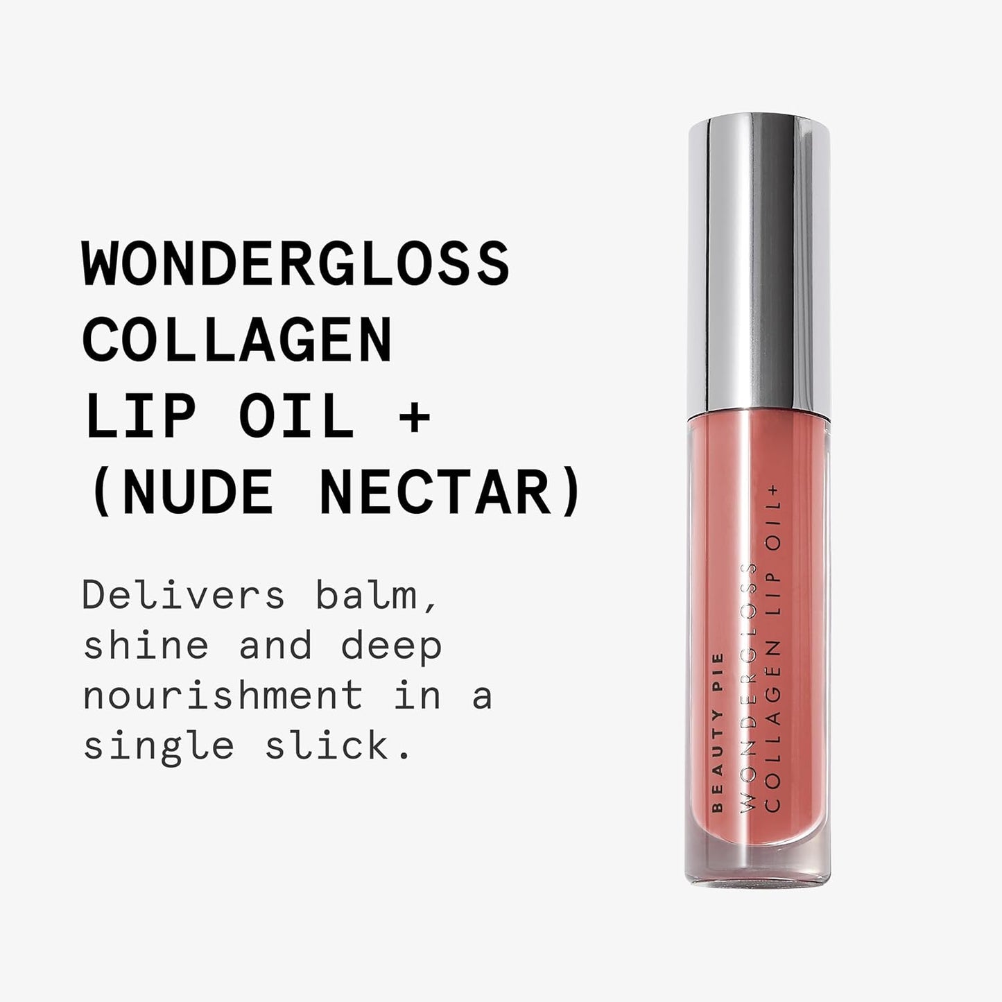 Beauty Pie Wondergloss Collagen Lip Oil + Nude Nectar 0.13 fl oz – Hydrating, Plumping, Non‑Sticky Lip Oil Gloss Hybrid with Collagen AC Micro‑Vectors & Cherry Hibiscus Oils