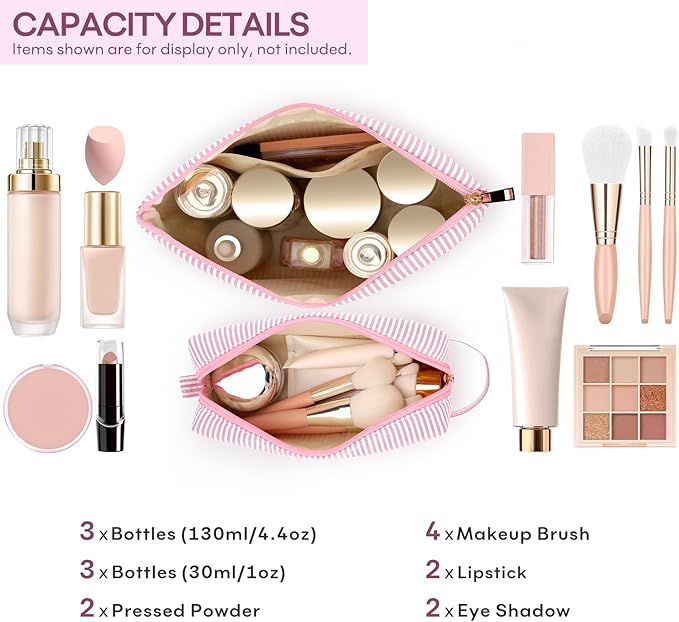 mibasies 2 PCS Initial Makeup Bags for Women: - Birthday Gifts for Teen Girls 11 12 13 14 15 16 Years Old - Preppy Trendy Stuff - Cosmetic Bag for Travel Toiletry - Pink E