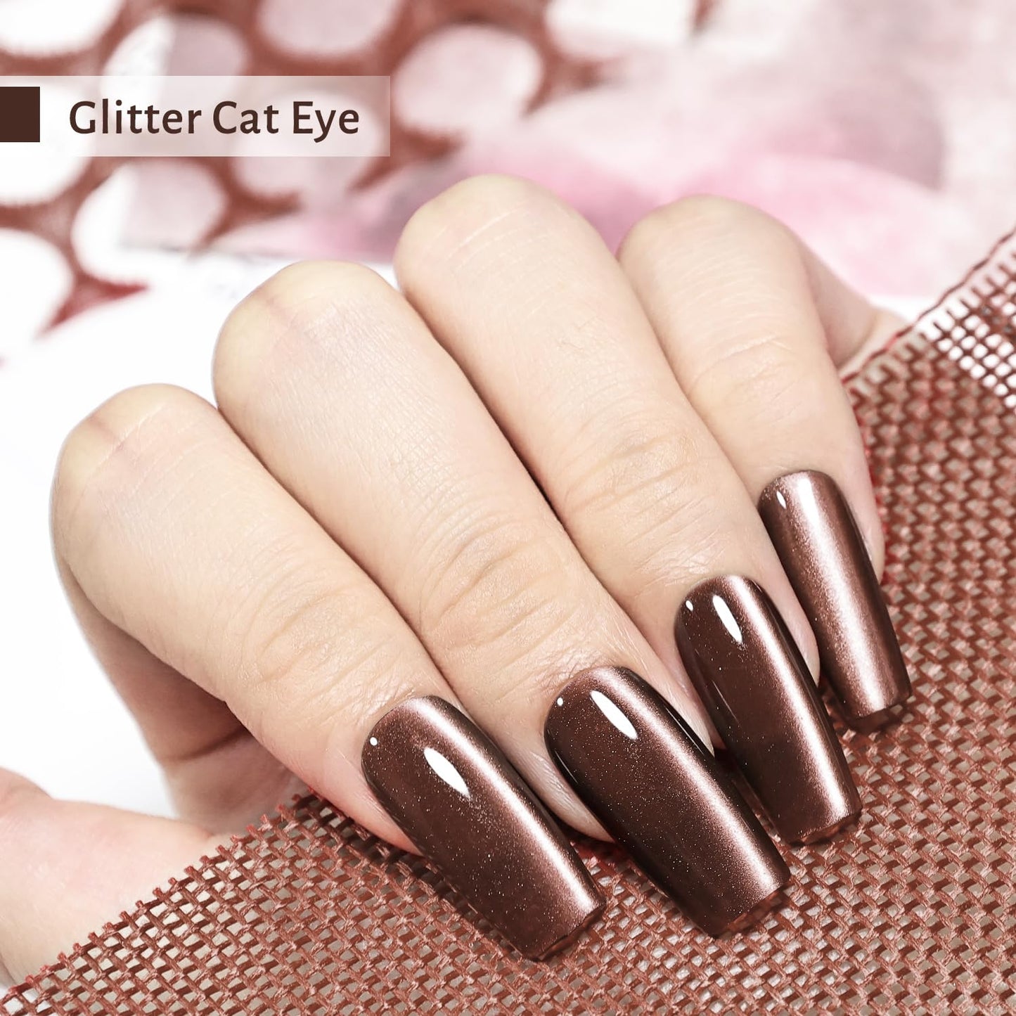 JODSONE 16.5ml Cat Eye Gel Nail Polish Dark Brown Glitter Magnetic Reflective Translucent Need U V Curing Salon Gift for Girl Women