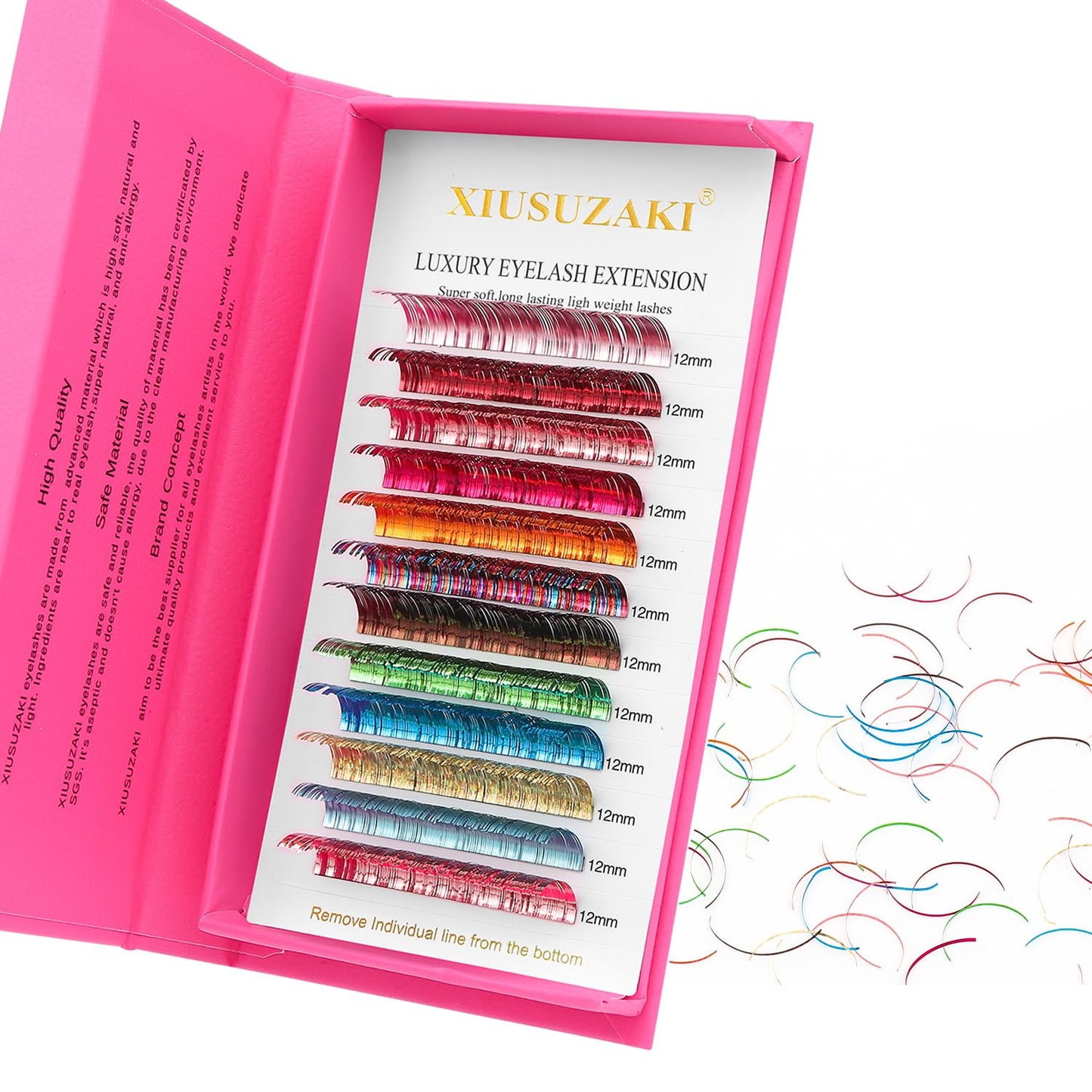 Glitter Spike Tinsel Eyelash Extensions 0.07 Colored Lashes Extension C Curl Lashes 13mm Lash Extensions Soft False Eyelashes Volume Lashes 12 Rows Professional Use(Glitter,0.07-C,13mm)