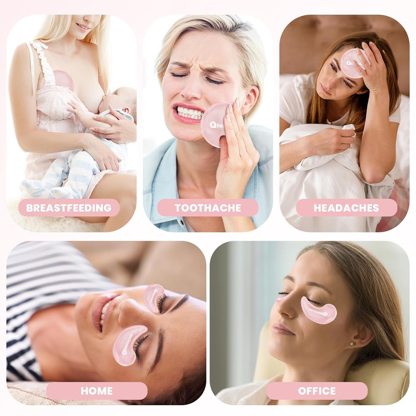 Ice Face Eye Mask for Dark Circles and Puffiness Cold Warm Compress, Gel Cold Cooling Face Mask Package for Women and Men, Migraines, Headache, Stress and Relaxation, Pink