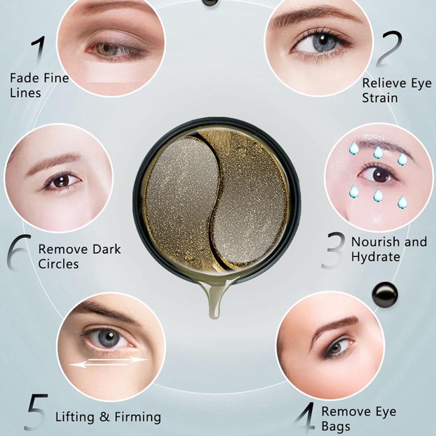 Under Eye Collagen Patches Eye Masks for Puffy Eyes & Dark Circles - Black Pearl Moisturized Eye Gel Treatment Masks, Reduce Under Eye Bags and Smooth Wrinkles,Eye Skin Care Pads, 60 Pcs