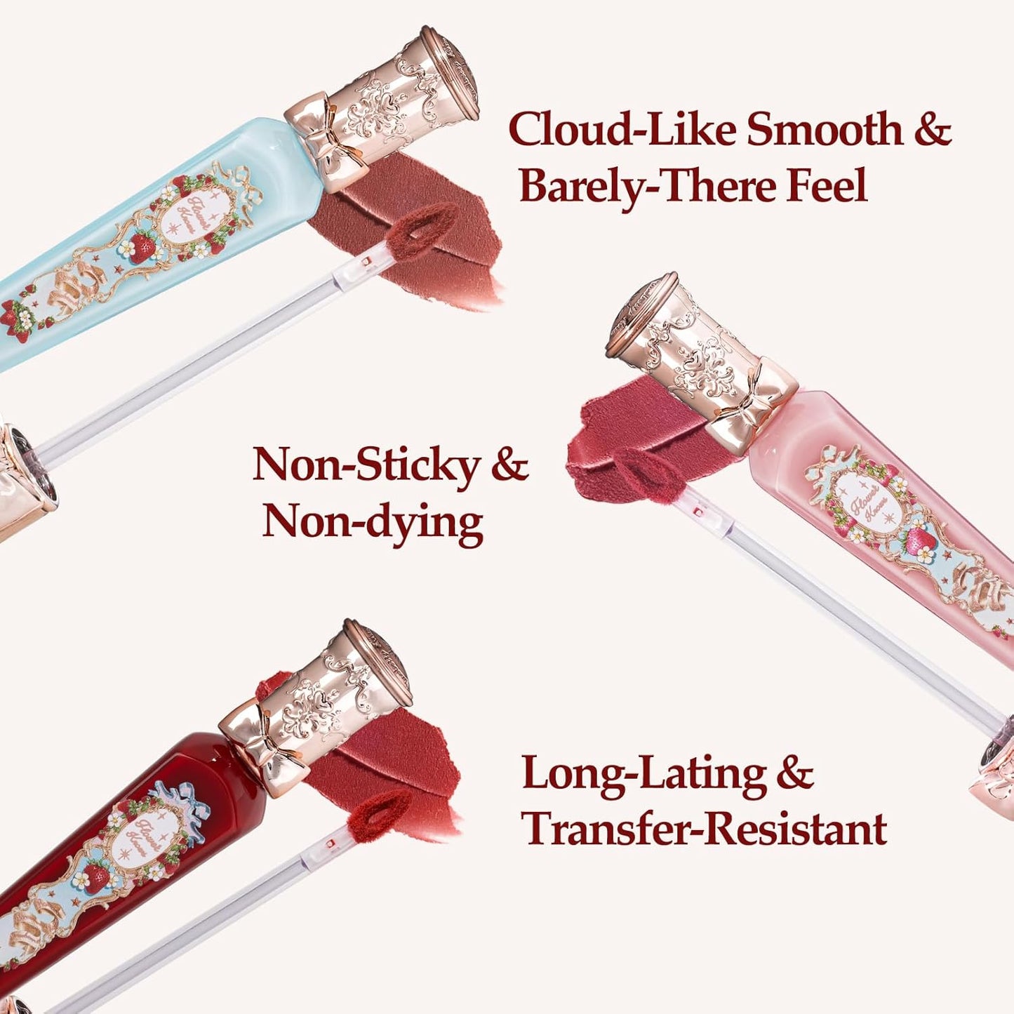 Flower Knows Strawberry Rococo Cloud Lip Cream,Velvety Matte Liquid Lipstick,Nude Lipstick,Long Lasting Lip Stain,Kiss-proof Blurred Lipstick for Girls&Women,0.12 Fl Oz(S03 Caffe Mocha)