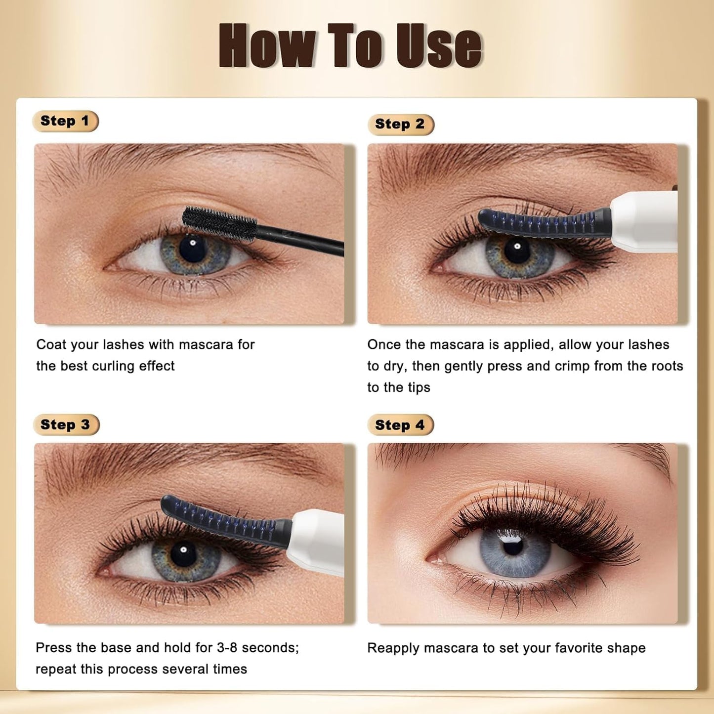 Heated Eyelash Curlers with Battery Indicator, Electric Eyelash Curler 3 Temperature Modes LED Display USB Rechargeable Makeup Tools, Heated Lash Curler Ideal Gift for Women WF72