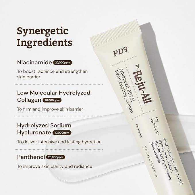 Dr. Reju-All Advanced PDRN Rejuvenating Cream + Advanced LC-Ceramide Barrier Cream - 99% Pure Salmon DNA PDRN Face Moisturizer - Patented Long Chain Ceramide - Korean Anti-Aging Skin Care Face Cream